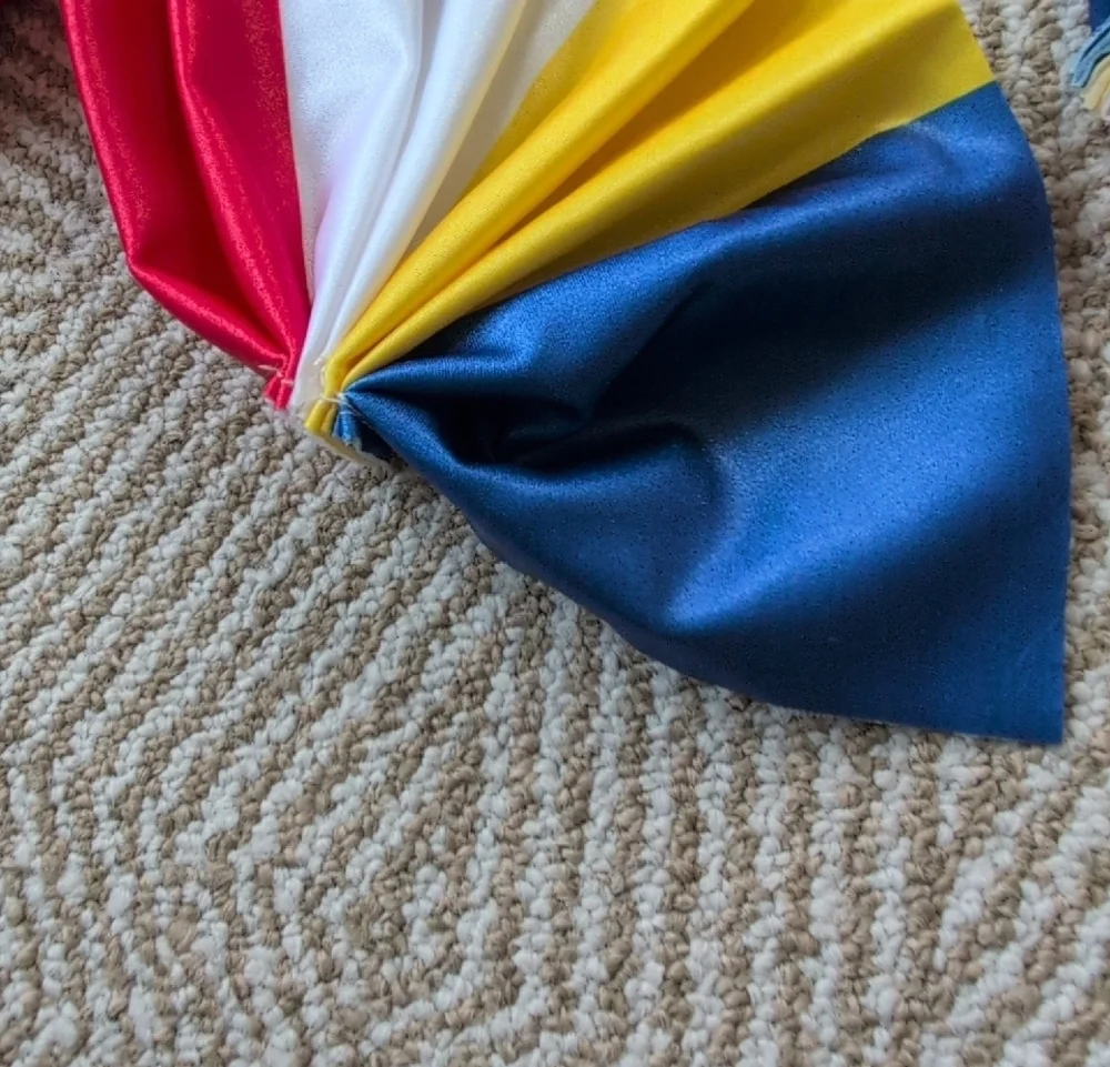 New Colorful Satin Fan Hairclips- Red White Yellow Blue Circus (Set of 6)